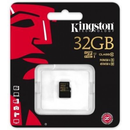 Карта памяти Kingston microSDHC 32 Gb UHS-I no ad U1 (R90, W45MB/s)