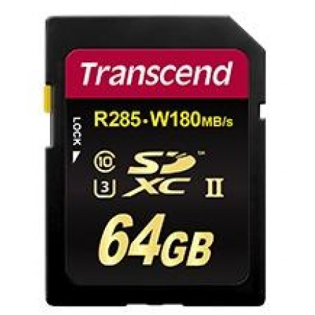 Карта памяти Transcend SDXC 64 GB UHS-II Ultimate U3 (R285, W180MB/s)