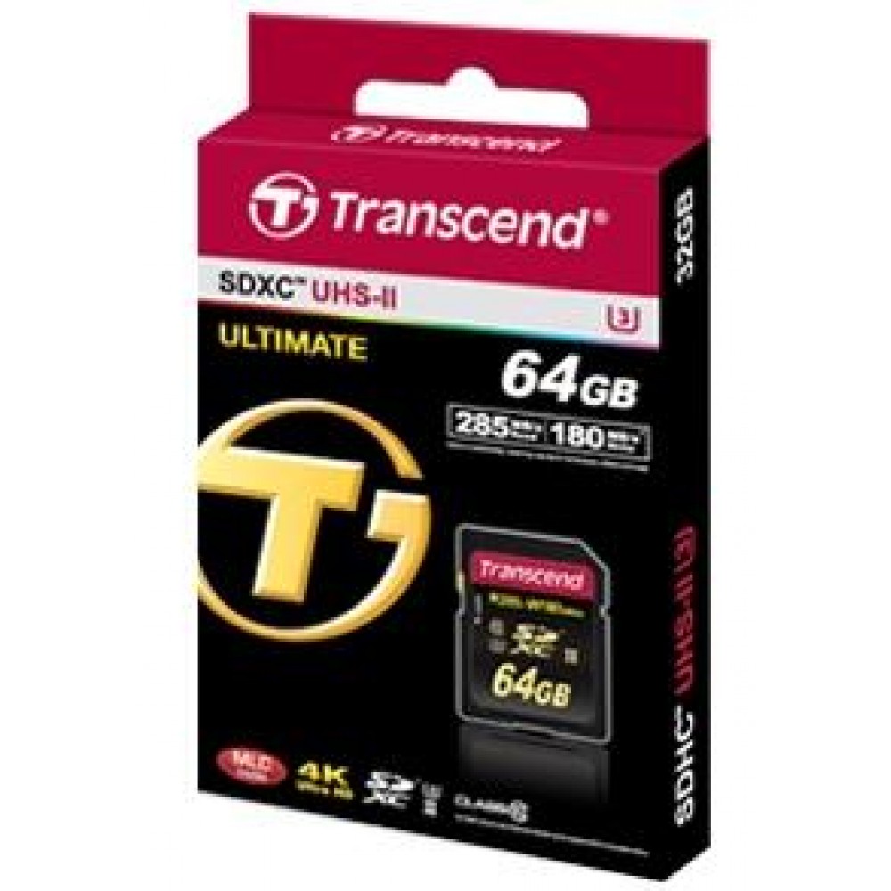 Карта памяти Transcend SDXC 64 GB UHS-II Ultimate U3 (R285, W180MB/s)
