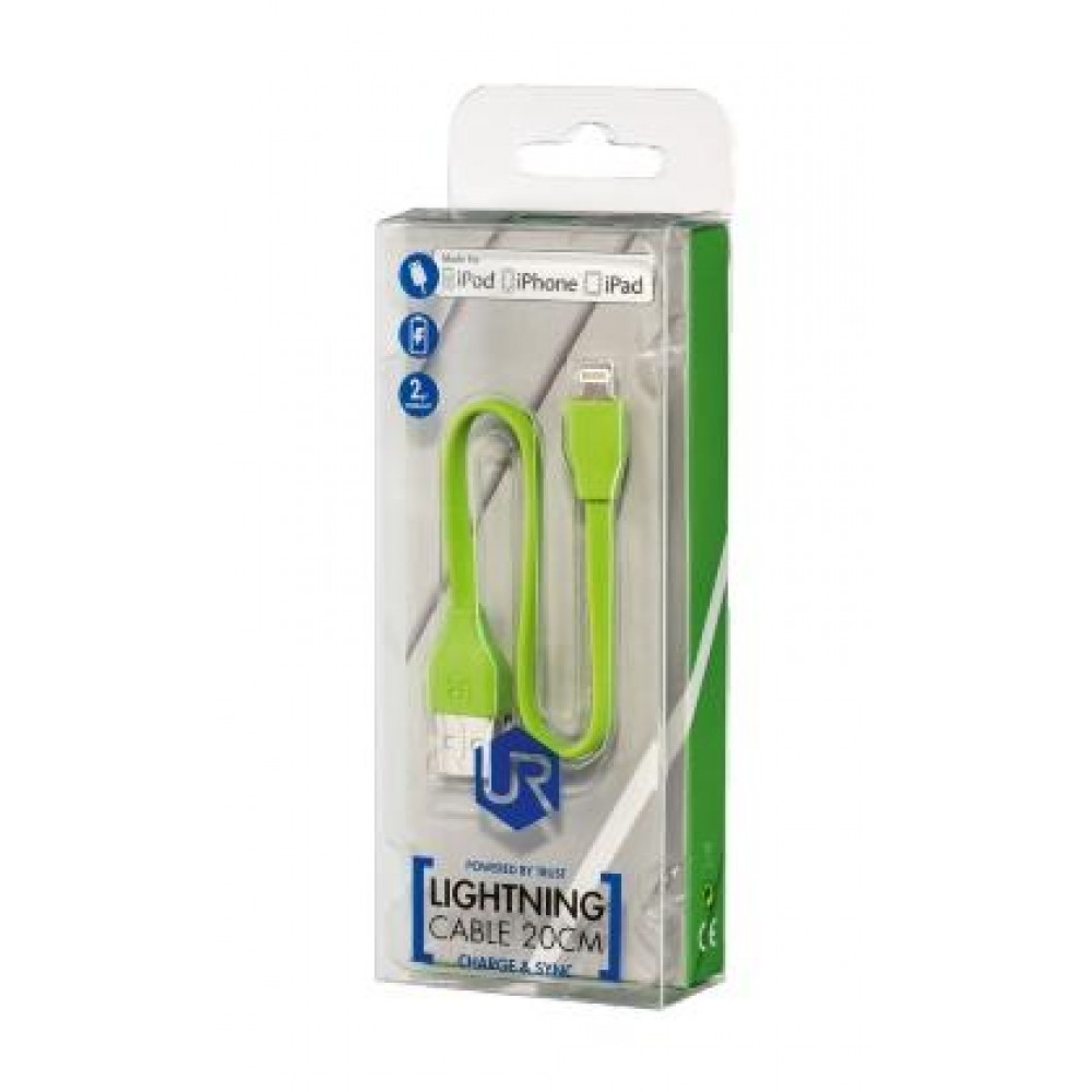Кабель Trust URBAN FLAT LIGHTNING CABLE 20 см Lime