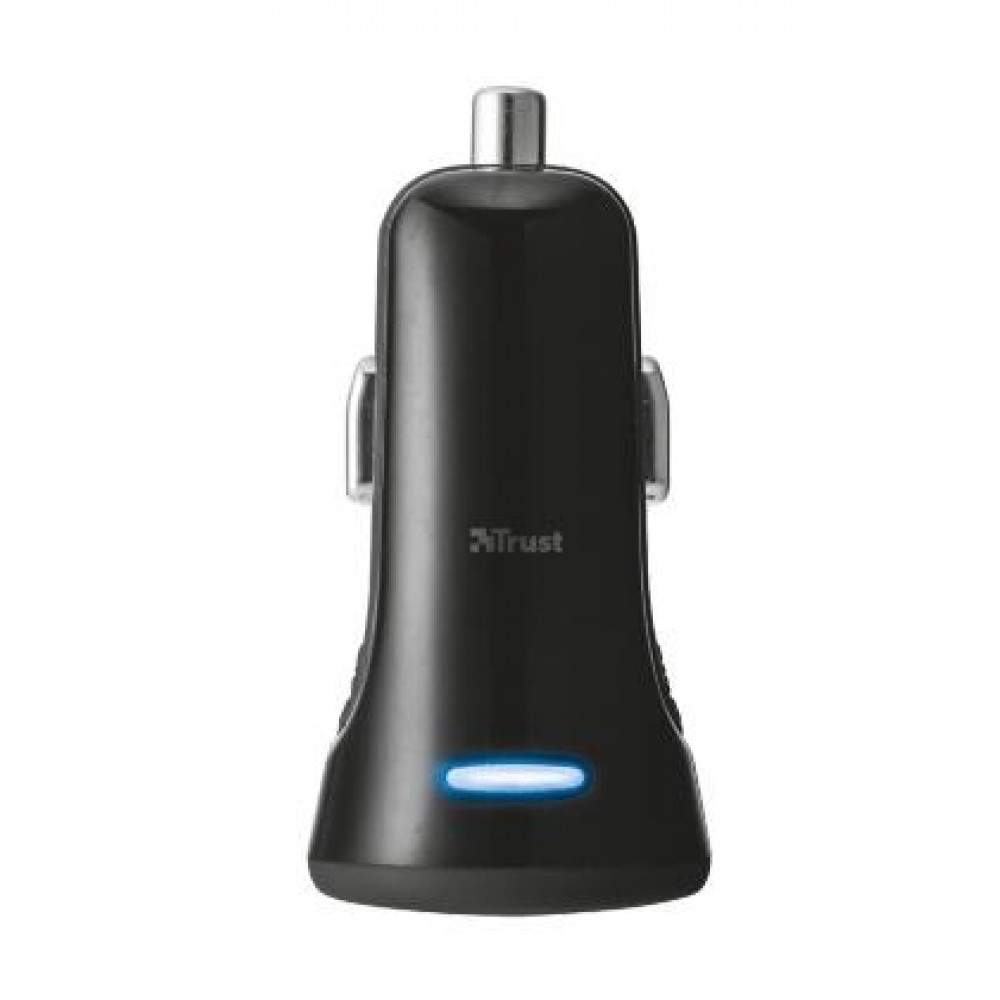 Автомобильное зарядное устройство Trust 20W Car Charger with 2 USB port Black