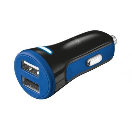 Автомобильное зарядное устройство Trust 20W Car Charger with 2 USB port Blue