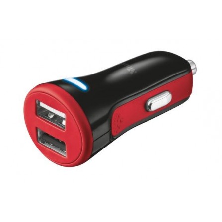 Автомобильное зарядное устройство Trust 20W Car Charger with 2 USB port Red