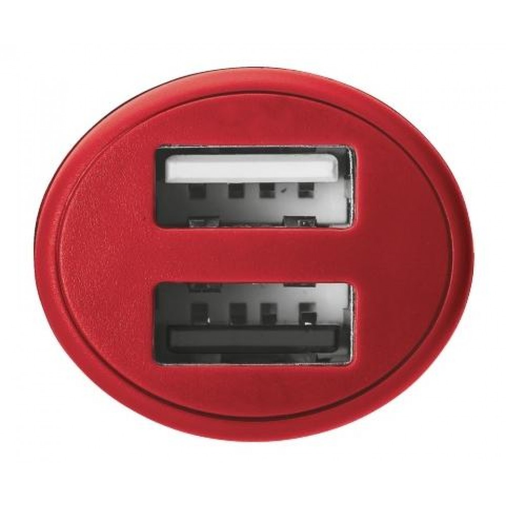 Автомобильное зарядное устройство Trust 20W Car Charger with 2 USB port Red