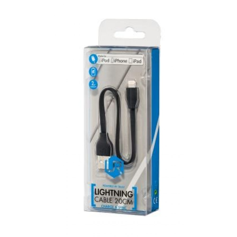 Кабель Trust URBAN FLAT LIGHTNING CABLE 20cm BLACK