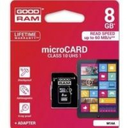 Карта памяти Goodram microSDHC 8GB Class 10 UHS I + adapter