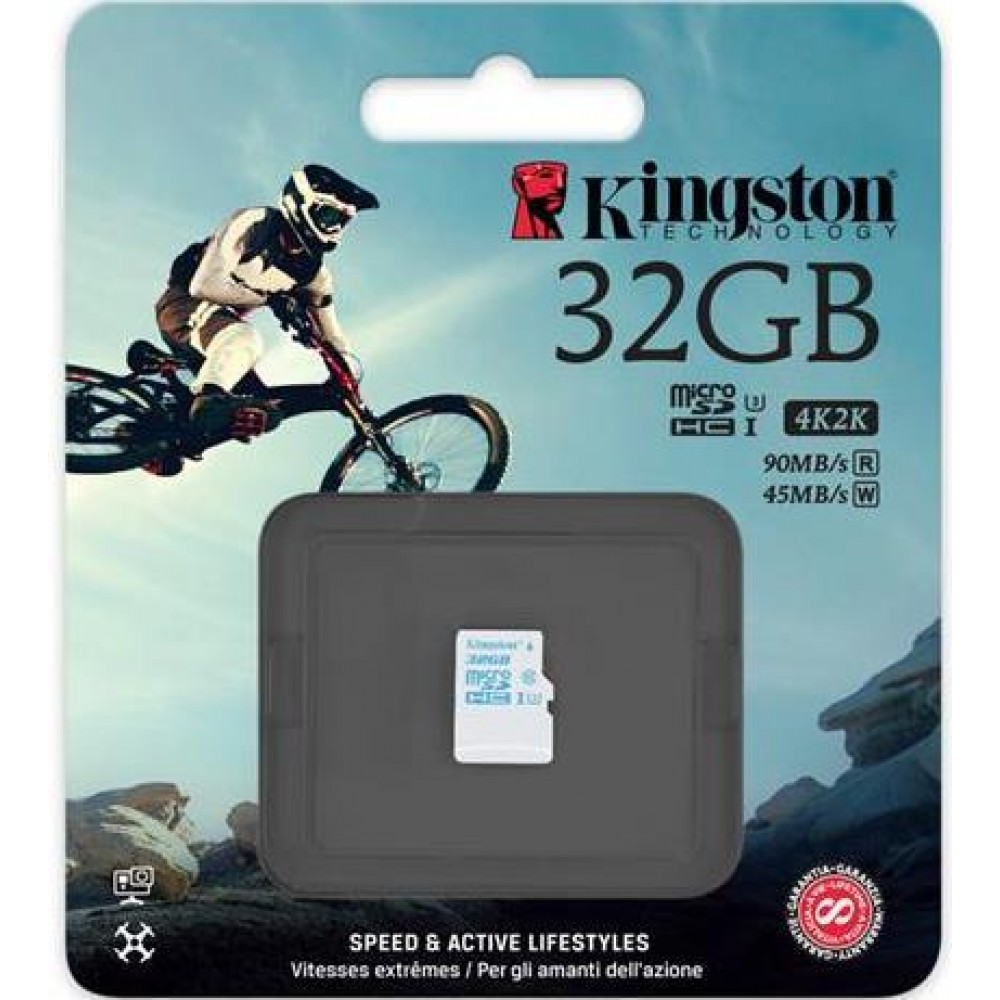 Карта памяти Kingston microSDHC 32 Gb Action UHS-I U3 no ad (R90, W45)