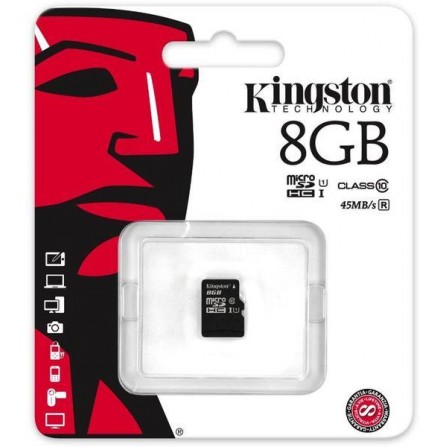 Карта памяти Kingston microSDHC 8 Gb UHS-I no ad U1 (R45, W10MB/s)