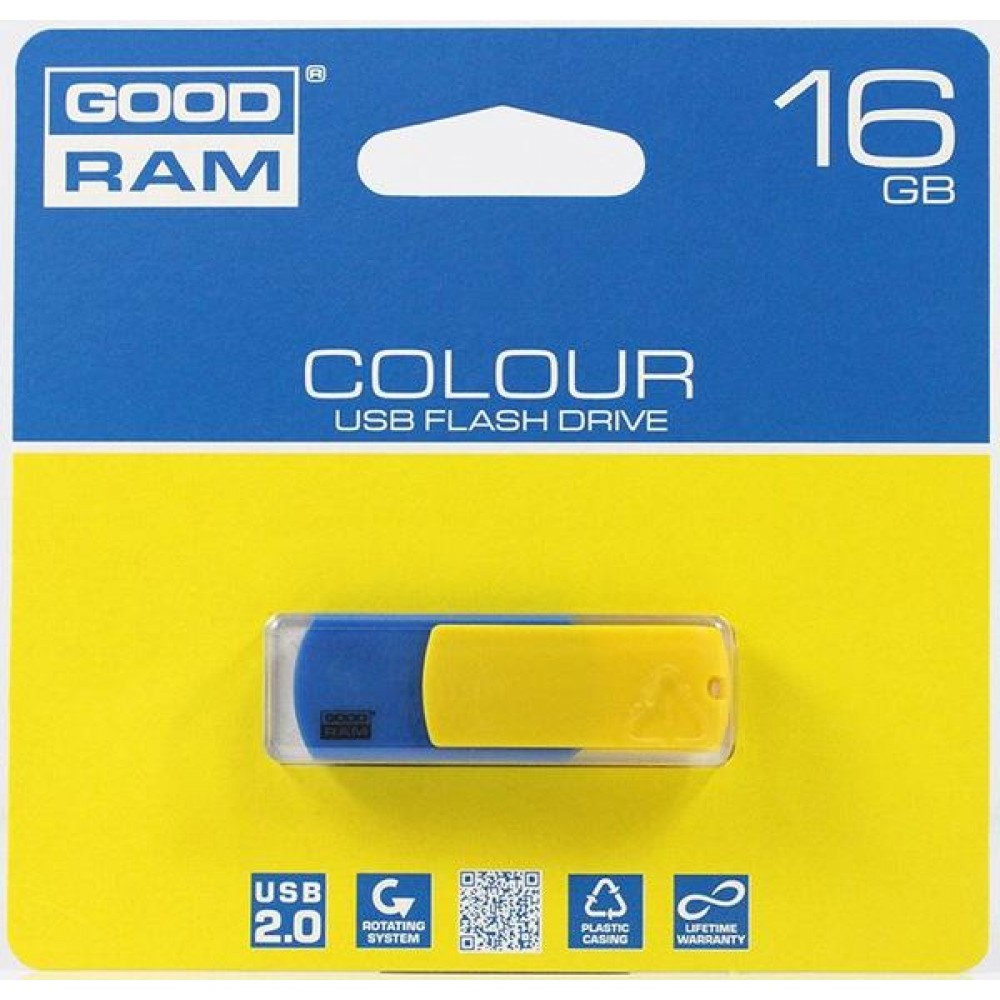 Flash Drive Goodram COLOUR 16 GB UKRAINE, Blue/Yellow