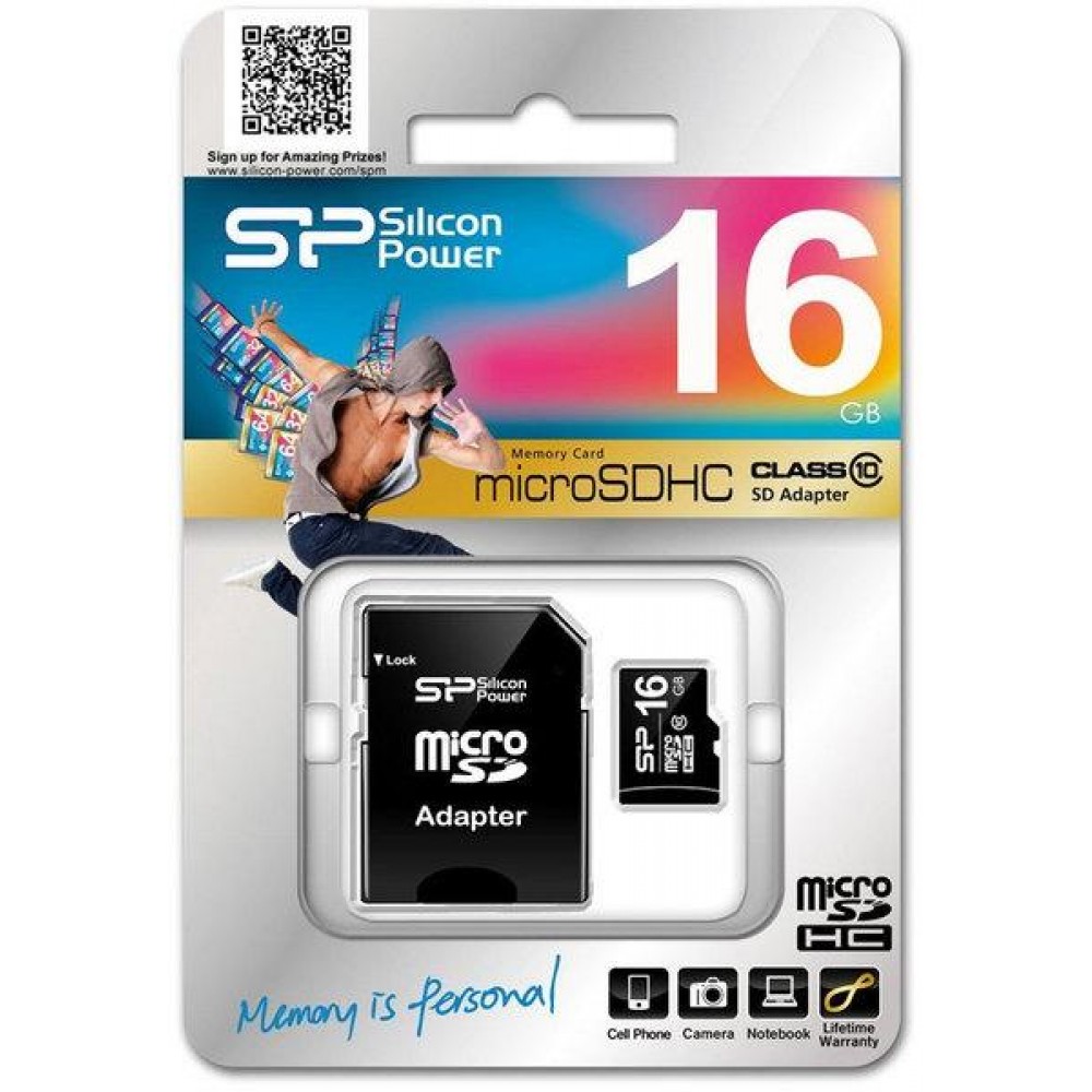 Карта памяти Silicon Power microSDHC 16 GB Class 10 (+ adapter)